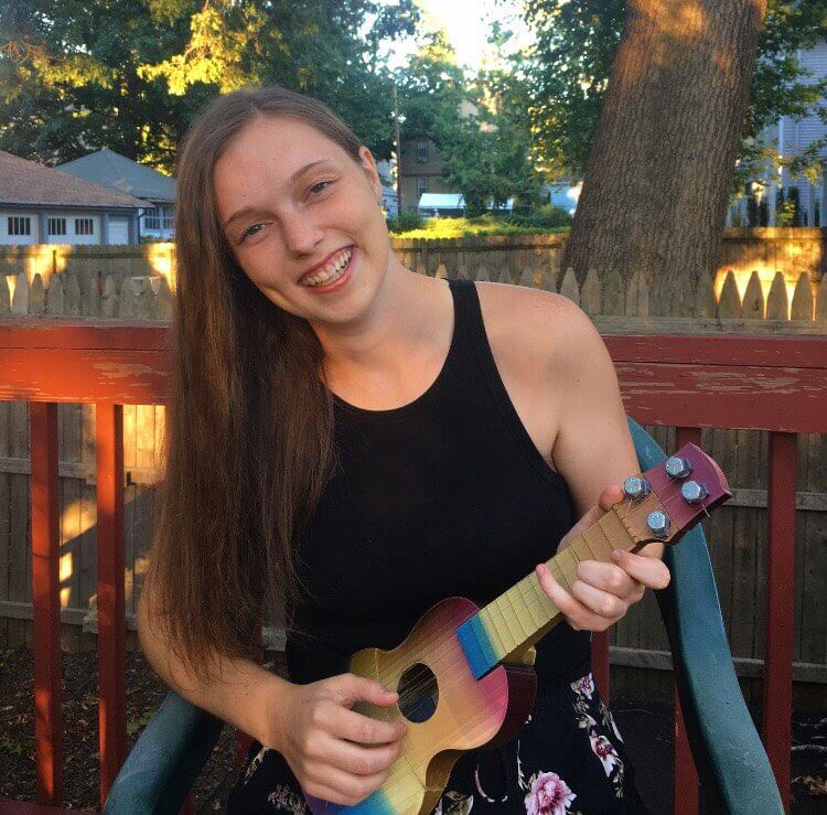 Kristen Henry with 3D printed ukelele